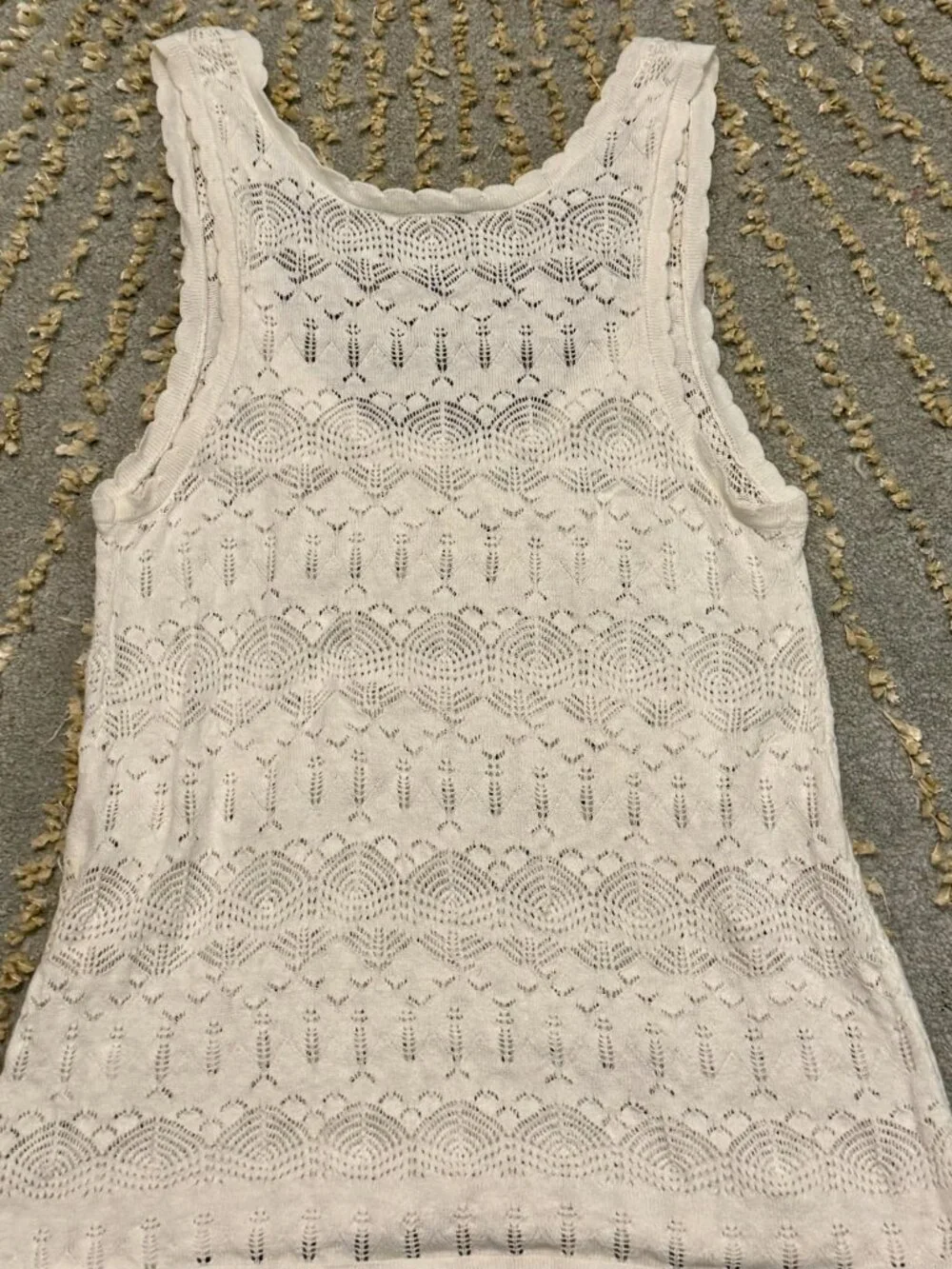 Spell Siesta Cami Organic Cotton Knit Tank XS Boho Lace in White Sands - Picture 14 of 15